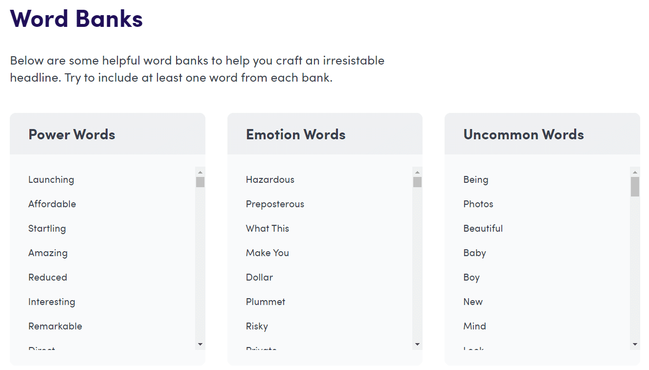How to Write a Headline Analyzer Word Banks