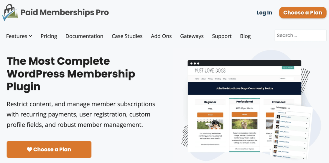 Paid Memberships Pro plugin