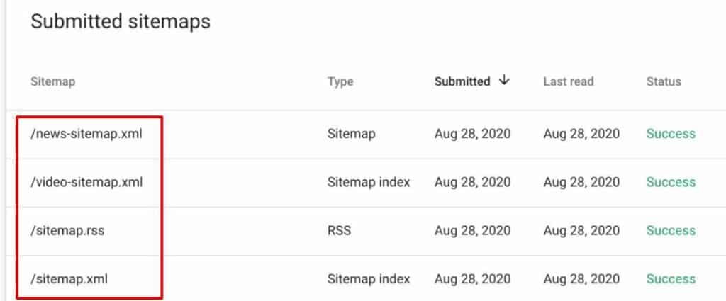 Search Console Approved Sitemaps