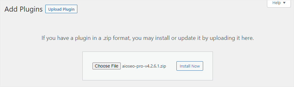 AIOSEO Plugin Upload Install and Activate