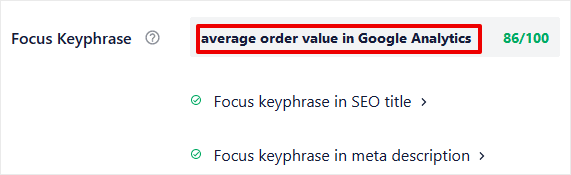 All in One SEO Focus Keyphrase Example