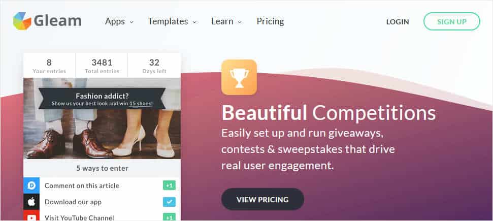Gleam Giveaways on WordPress