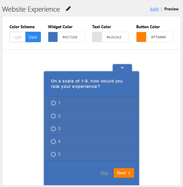 UserFeedback Custom Survey Editor Example