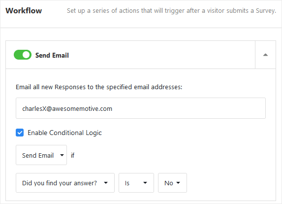UserFeedback Notification Settings with Conditional Email