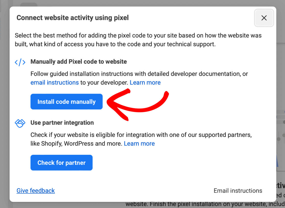 Facebook meta pixel install manually