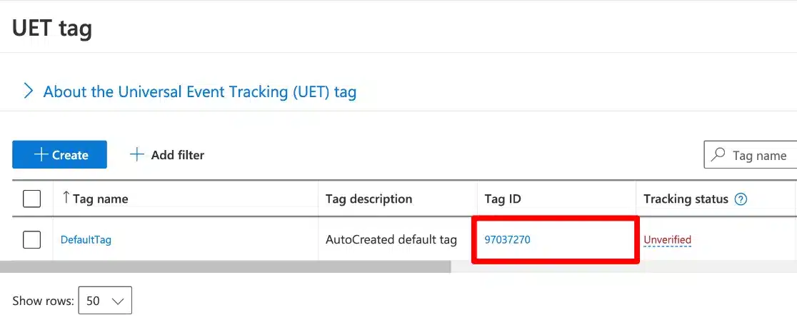 Bing UET tag ID