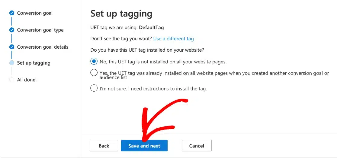Set up tagging in Bing Ads