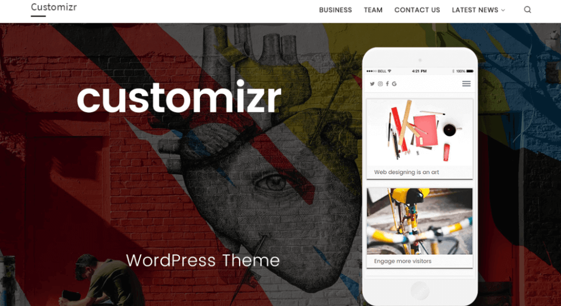 Customizr best free WordPress theme for mobile