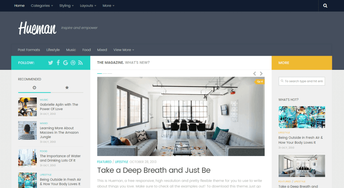 Hueman best free WordPress theme magazine