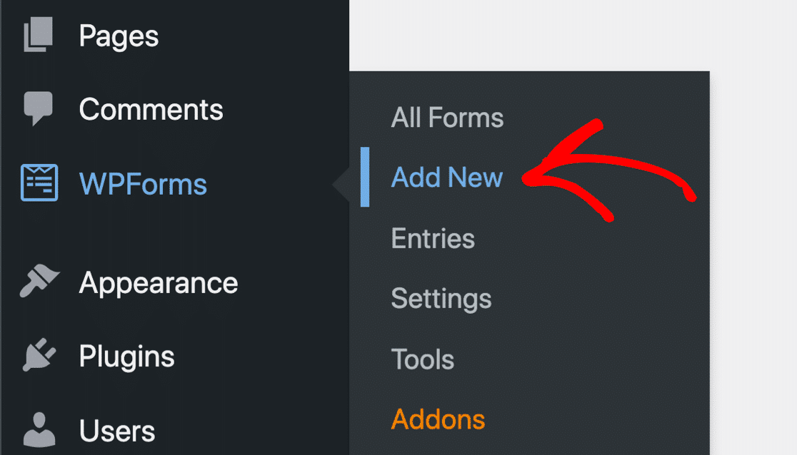 WPForms add new