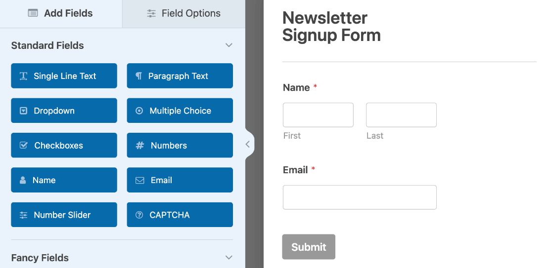 WPForms Newsletter signup template