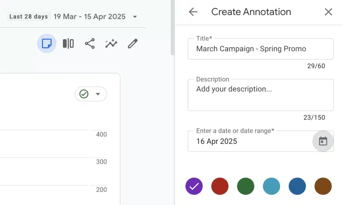 edit and create annotation ga4