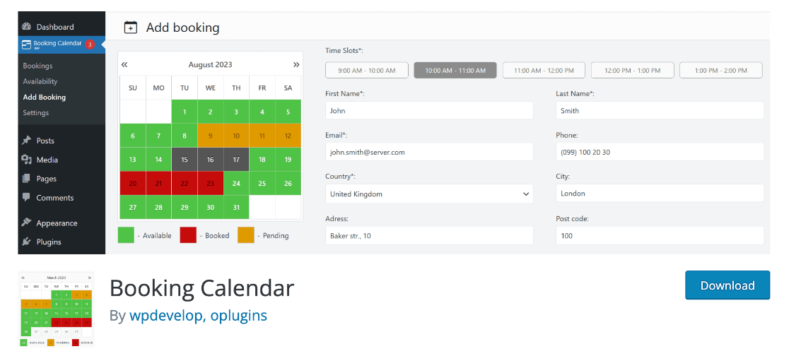 Booking Calendar