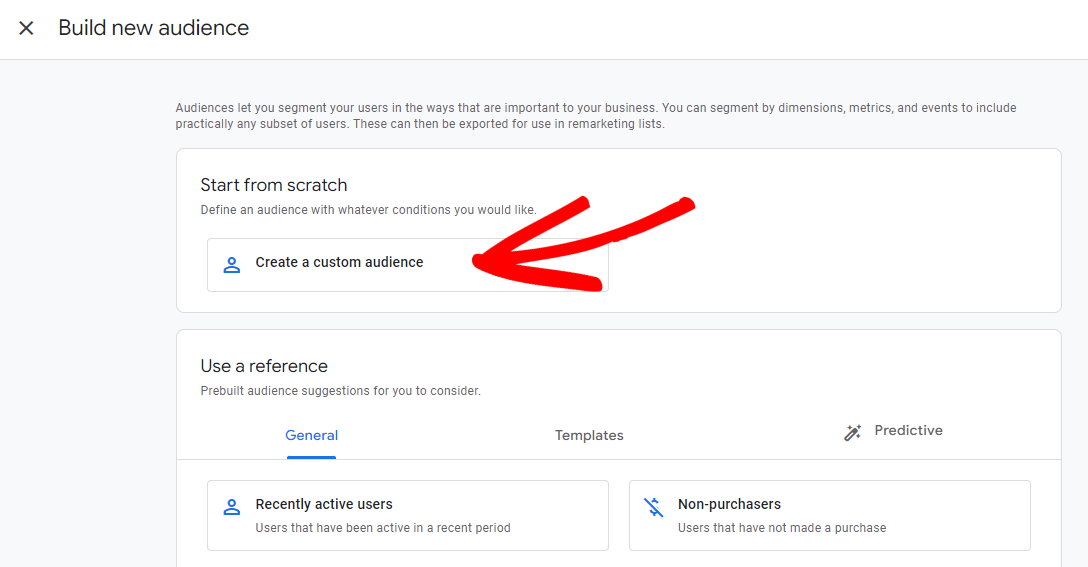 Create a custom audience in Google Analytics