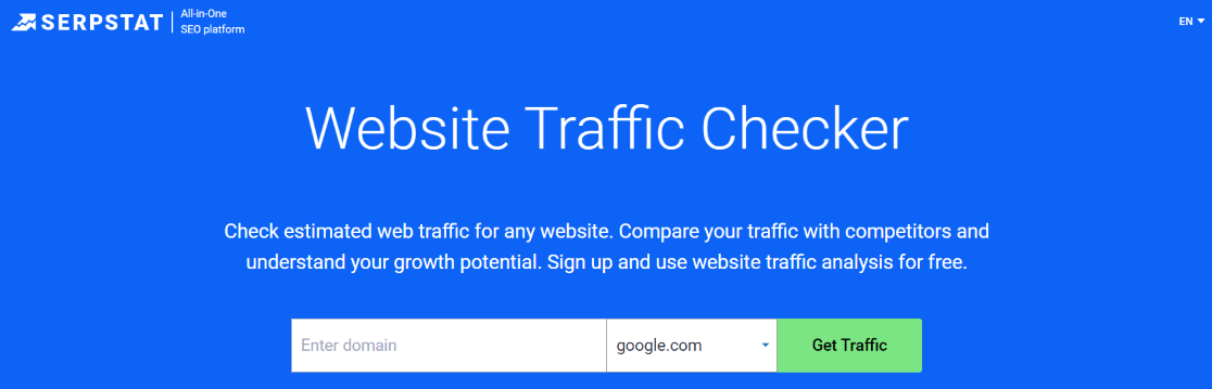 Serpstat's free website traffic checker