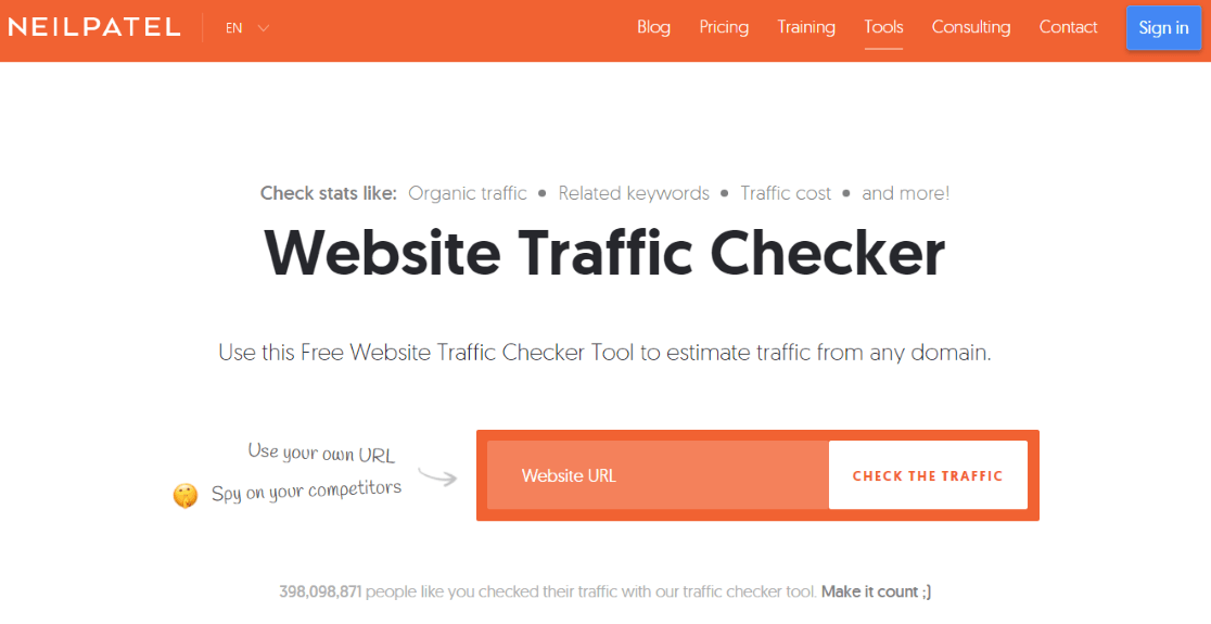 Website traffic checker by Neil Patel