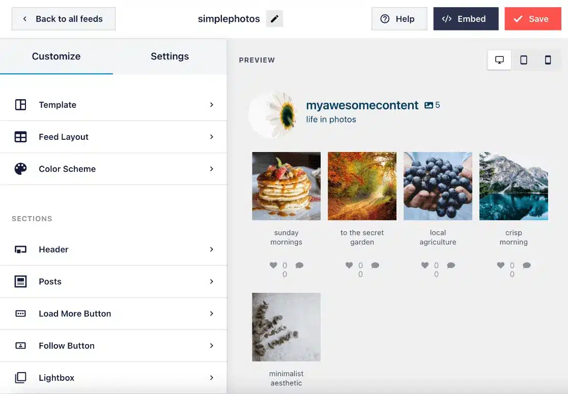 customize your wordpress instagram feed