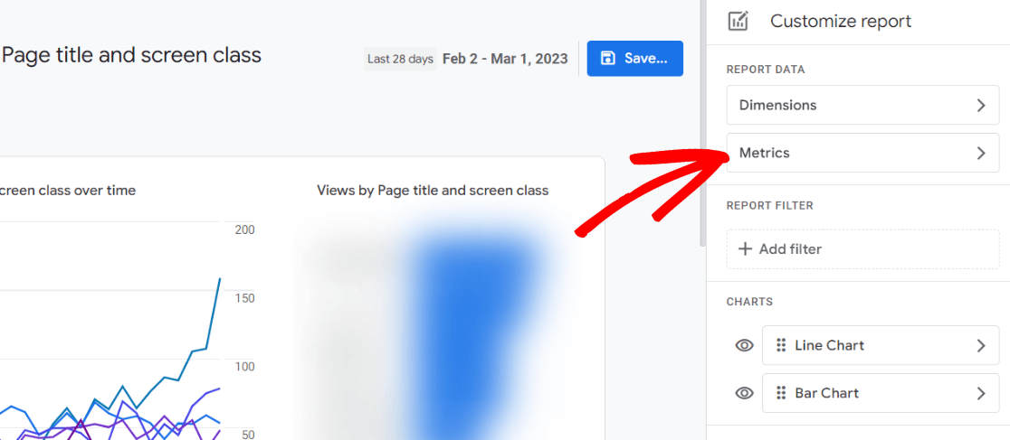 How to add metrics to the pages and screens report in Google Analytics