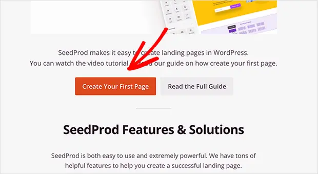 create your first WordPress Landing Page
