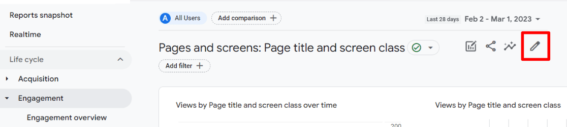 Edit the pages and screens report in Google Analytics