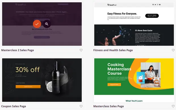 WordPress landing page templates Seedprod