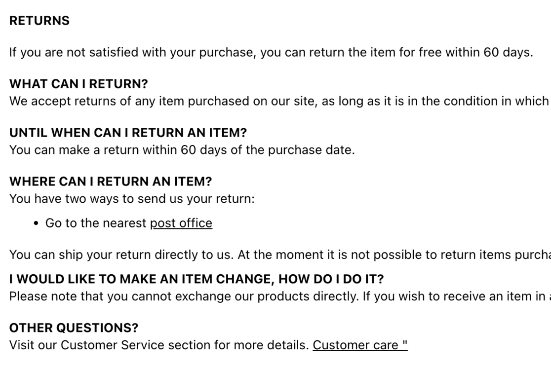 Return policy