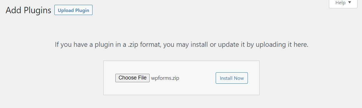 Upload WPForms plugin to WordPress