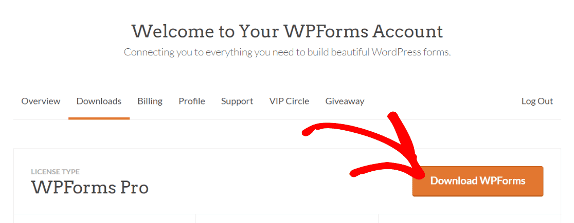 Download WPForms Pro from account page