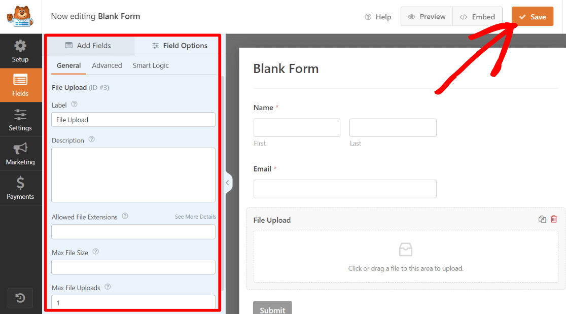 WPForms Field Settings