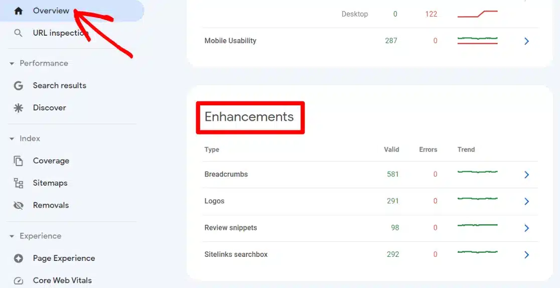 rich snippets - enhancements - gsc