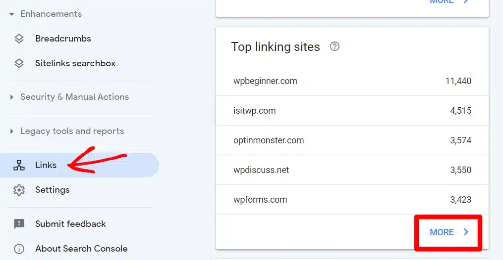 top backlinks gsc