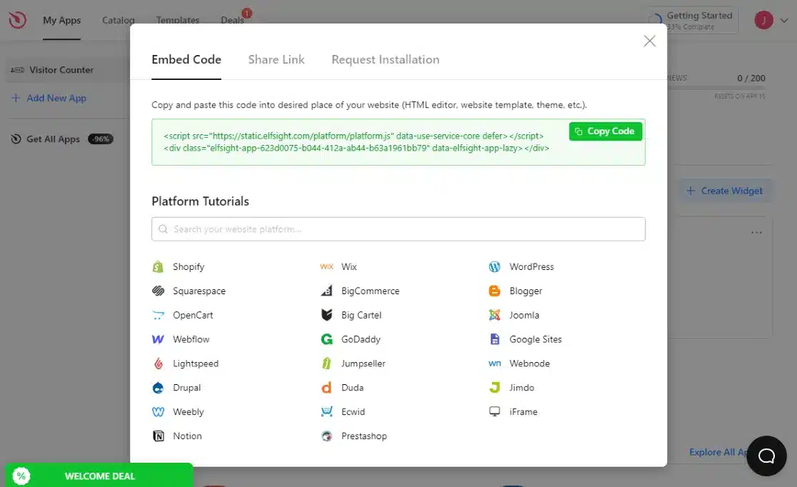 copy widget code elfsight