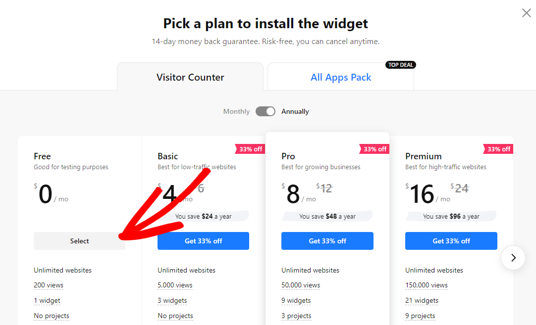 Select plan Elfsight