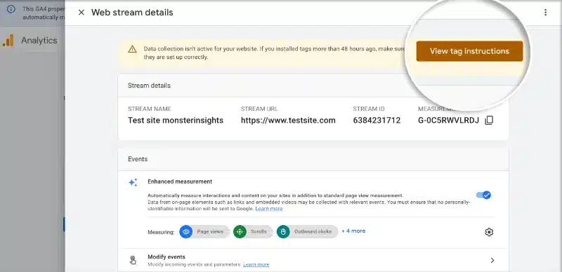 how to set up google analytics web stream