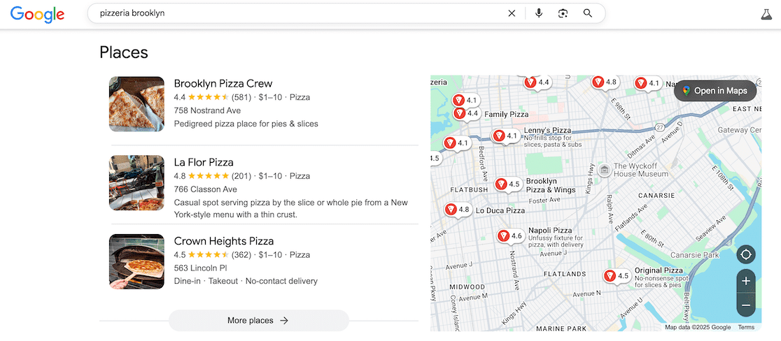 Rich snippet example of local business