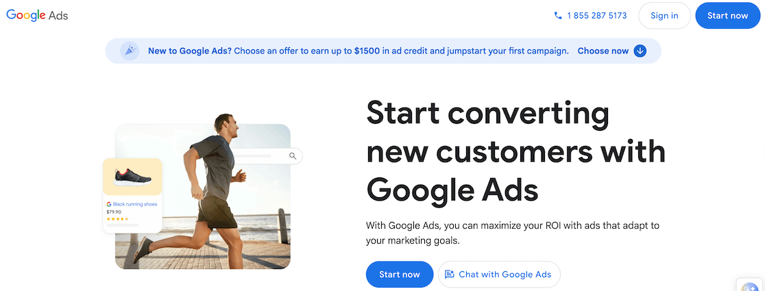 Google Ads homepage