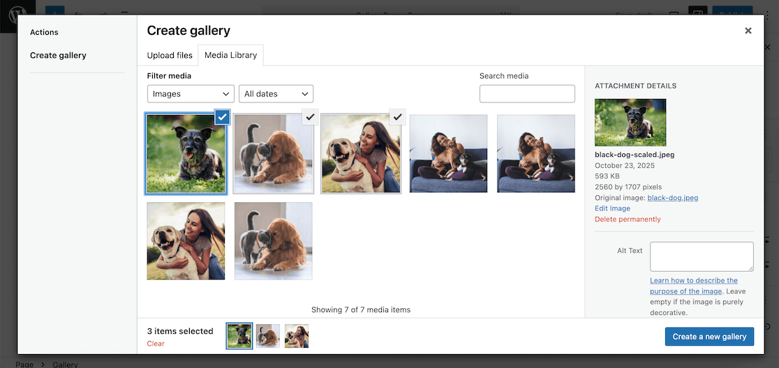 Select gallery images with block