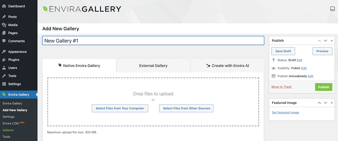 Create new Envira Gallery