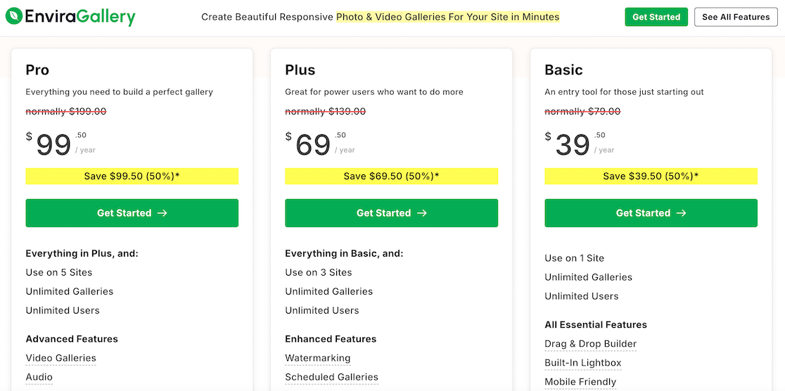 Envira Gallery Pricing