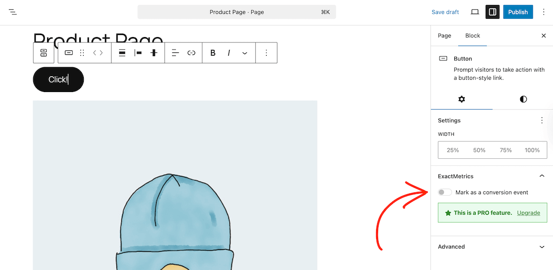Enabling conversion tracking from the block editor with ExactMetrics
