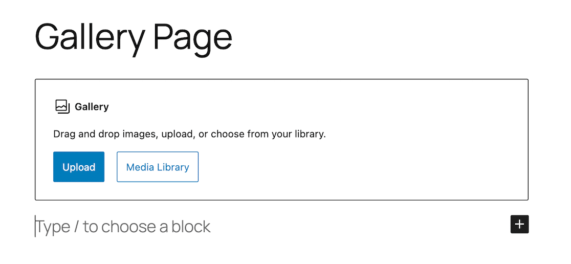 WordPress gallery block in the editor