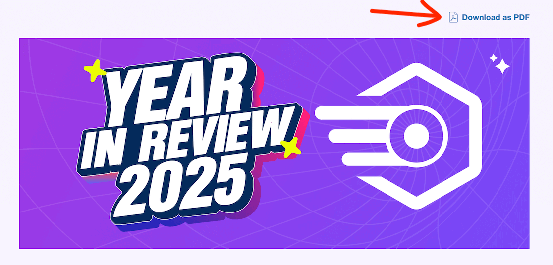 Export PDF button Year in Review Report