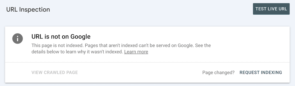 Google Search Console Request indexing button